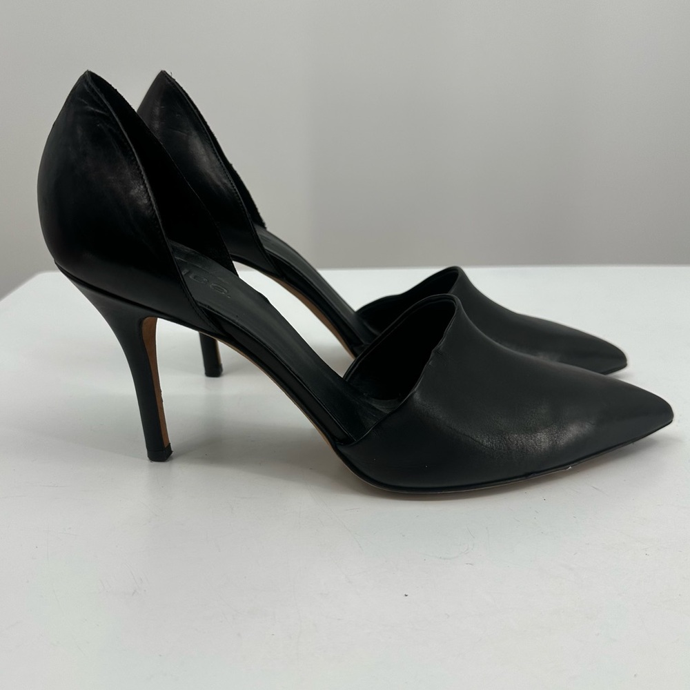 Vince Claire d'Orsay Pump Black Leather Womens 11 Pointed Toe 3.5" Heel - Picture 5 of 11